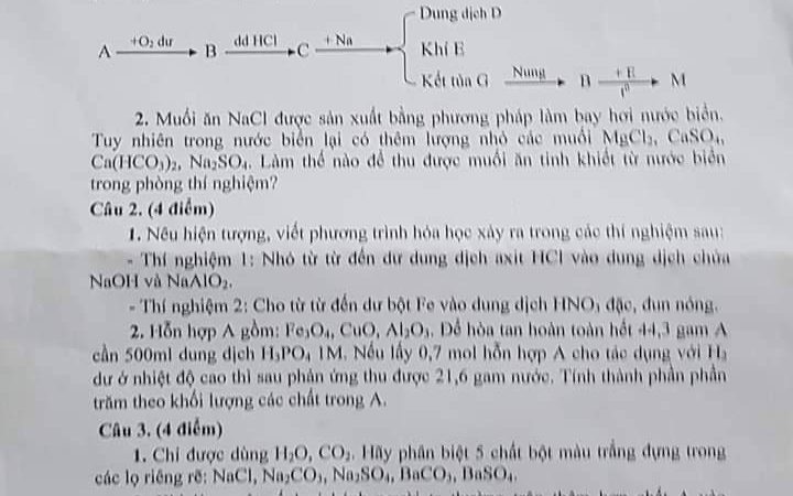 Đề thi HSG Hoá 9 Tỉnh Gia Lai – Năm học 2022 – 2023