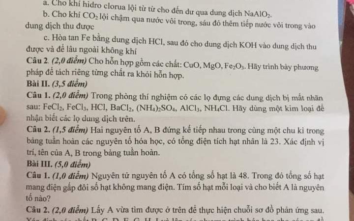 Đề thi HSG Hóa 9 Huyện Long Điền – năm học 2022 – 2023 – Kèm đáp án