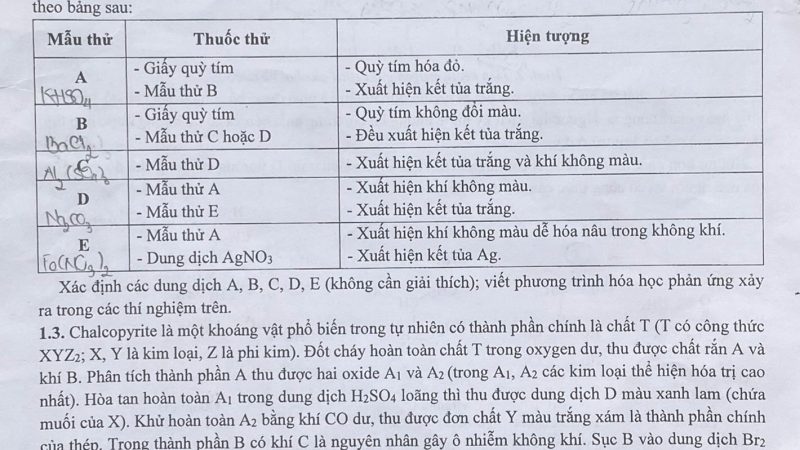 File word Đề thi vào 10 Chuyên Hóa TP Hồ Chí Minh – Năm học 2023 – 2024